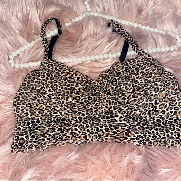 SOLD✨VICTORIA'S SECRET PINK Leopard Cheetah Lace Bralette, Size Large - Picture 2 of 7
